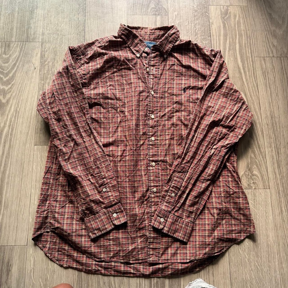 Ralph Lauren Classic Fit Plaid Button Up Shirt Mens XXL Red Flannel